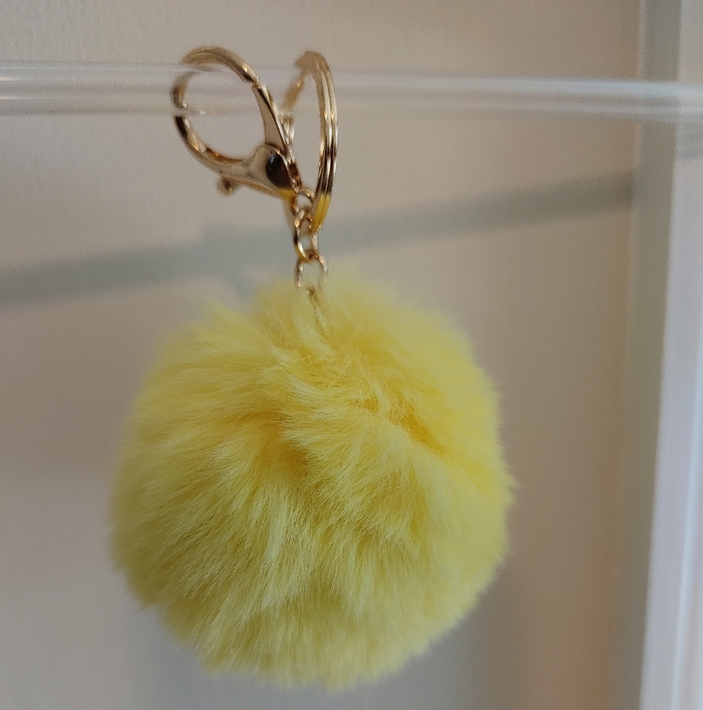 Yellow Faux Fur Pom Pom Key Holder/Bag Charm